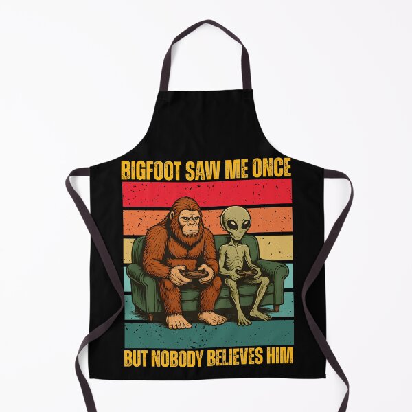 Item preview, Funny Bigfoot And Alien Playing Video Games Retro Sunset - Bigfoot Saw Me Once, But Nobody Believes Him designed and sold by legendaryskins.