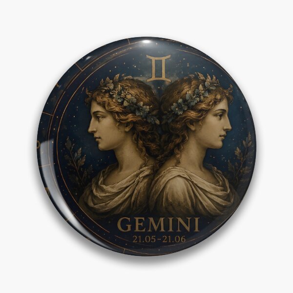 Item preview, Gemini Twin Faces Dark Celestial Classical Zodiac Art designed and sold by Zodiac Celestial Art.