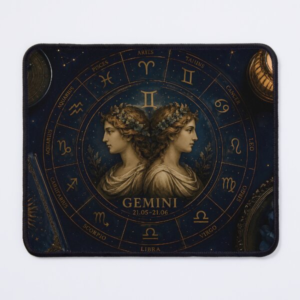 Item preview, Gemini Twin Faces Dark Celestial Classical Zodiac Art designed and sold by Zodiac Celestial Art.