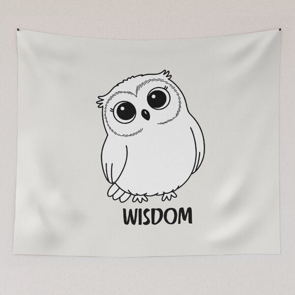 Item preview, Minimalist Wisdom Owl Fine Line Art Kawaii Design designed and sold by ShaderShirts.