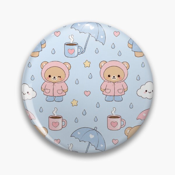 Item preview, Cute Teddy Bear Rainy Day Pattern Pastel Kawaii Cozy Aesthetic designed and sold by Soft Berry Studio.