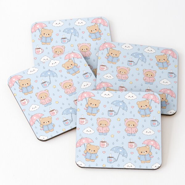 Item preview, Cute Teddy Bear Rainy Day Pattern Pastel Kawaii Cozy Aesthetic designed and sold by Soft Berry Studio.