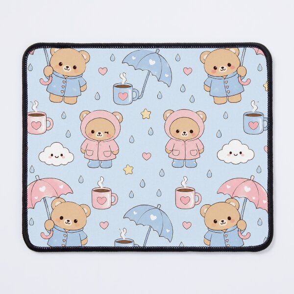 Item preview, Cute Teddy Bear Rainy Day Pattern Pastel Kawaii Cozy Aesthetic designed and sold by Soft Berry Studio.