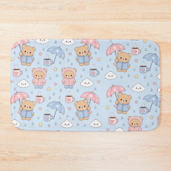 Item preview, Cute Teddy Bear Rainy Day Pattern Pastel Kawaii Cozy Aesthetic designed and sold by Soft Berry Studio.