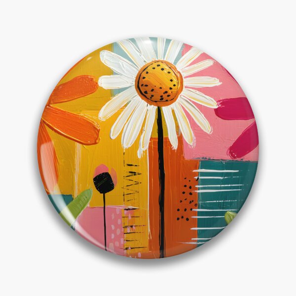 Item preview, Summer Blossoms in Color Harmony - Three Vibrant Flowers Dancing Through Bold Geometric Forms designed and sold by OlfactoART Studio.
