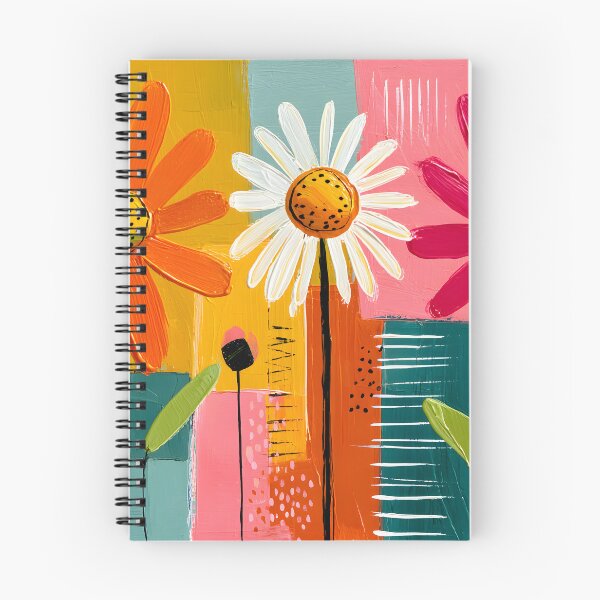 Item preview, Summer Blossoms in Color Harmony - Three Vibrant Flowers Dancing Through Bold Geometric Forms designed and sold by OlfactoART Studio.