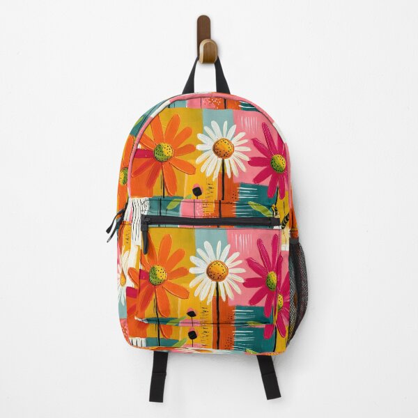 Item preview, Summer Blossoms in Color Harmony - Three Vibrant Flowers Dancing Through Bold Geometric Forms designed and sold by OlfactoART Studio.