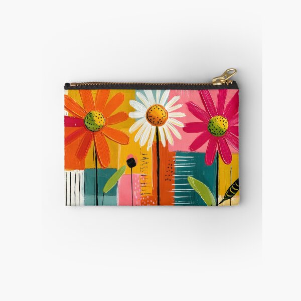 Item preview, Summer Blossoms in Color Harmony - Three Vibrant Flowers Dancing Through Bold Geometric Forms designed and sold by OlfactoART Studio.