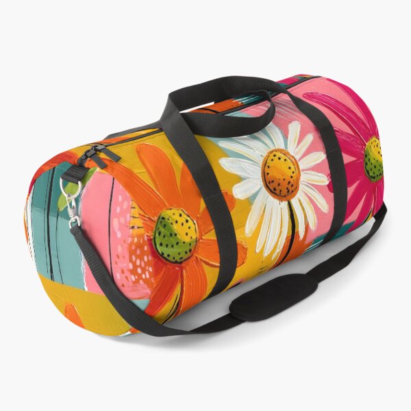 Item preview, Summer Blossoms in Color Harmony - Three Vibrant Flowers Dancing Through Bold Geometric Forms designed and sold by OlfactoART Studio.