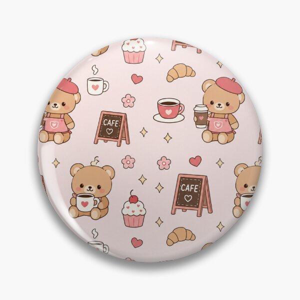 Item preview, Kawaii Teddy Bear Coffee Pattern Cute Coffee Shop Pastel Aesthetic designed and sold by Soft Berry Studio.