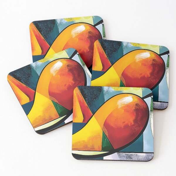 Item preview, Tropical Mango Radiance - Stylized Fruit and Leaf in Bold Geometry and Vibrant Contemporary Color designed and sold by OlfactoART Studio.