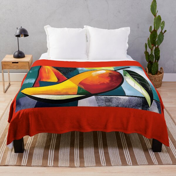 Item preview, Tropical Mango Radiance - Stylized Fruit and Leaf in Bold Geometry and Vibrant Contemporary Color designed and sold by OlfactoART Studio.