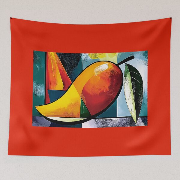 Item preview, Tropical Mango Radiance - Stylized Fruit and Leaf in Bold Geometry and Vibrant Contemporary Color designed and sold by OlfactoART Studio.