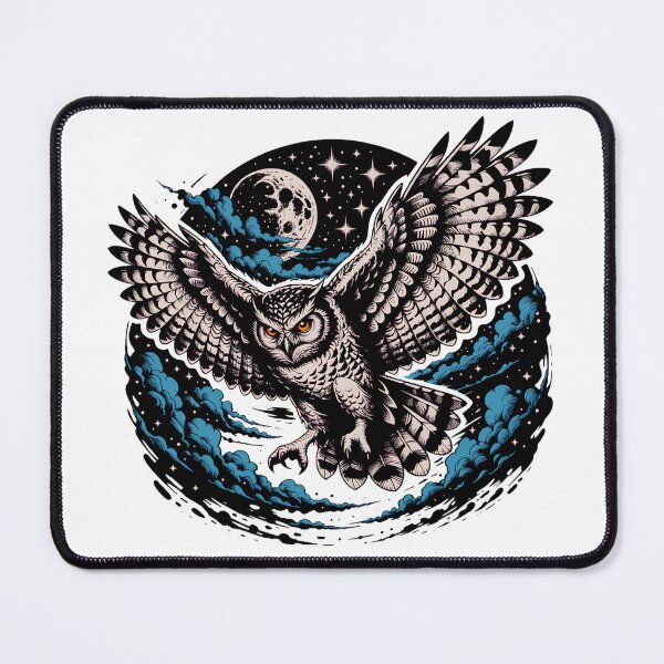 Item preview, Majestic Night Owl Under Moonlight Celestial Wildlife Art designed and sold by ArcticFoxStudio.