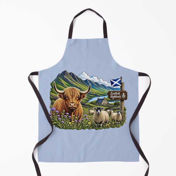 Item preview, Highland Cow and Sheep, Scotland Meadow designed and sold by Myra365Art.