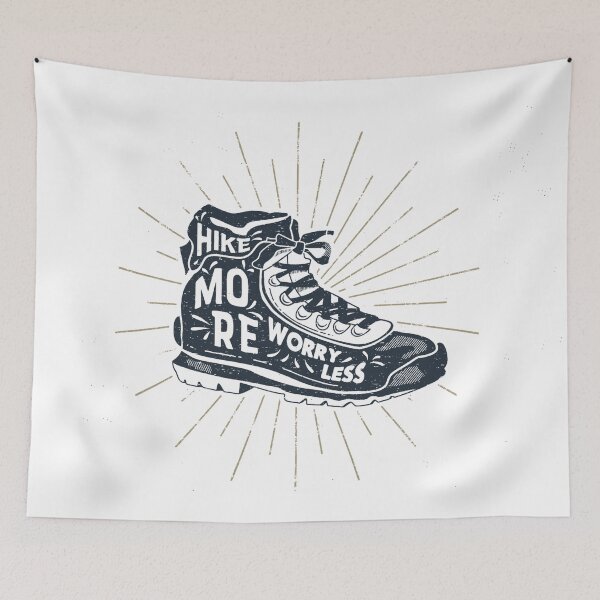 Item preview, Hike More Worry Less Vintage Hiking Boot Design designed and sold by Gravelpeak Co..