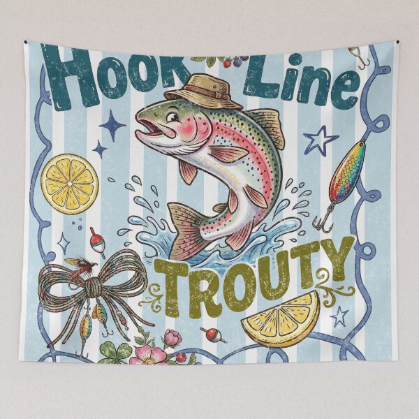 Item preview, Trout Fishing Shirt, Hook Line Trouty designed and sold by TeeVerse27.