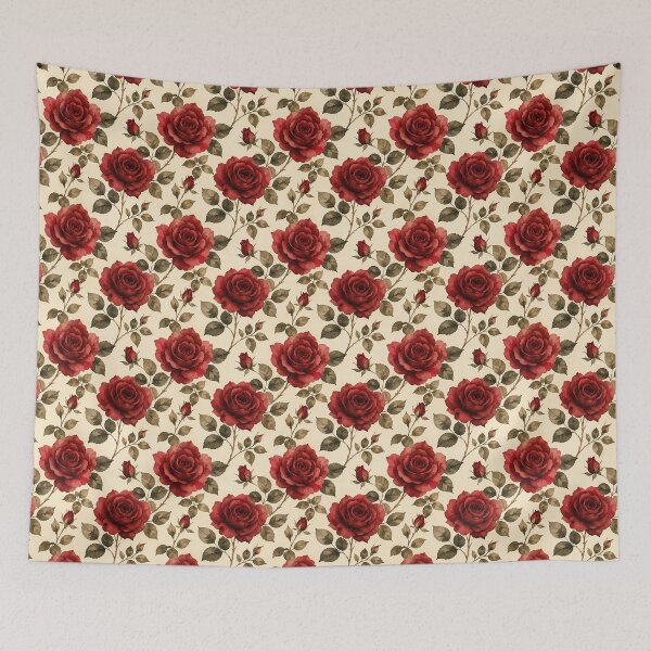 Item preview, Vintage Red Rose Watercolor Pattern | Romantic Floral Botanical Design designed and sold by ArtStyleAlice.