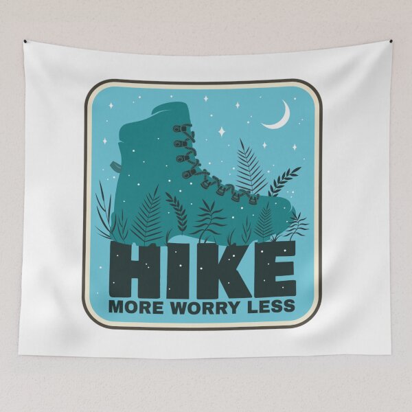 Item preview, Hike More Worry Less Vintage Hiking Boot Nature Trail designed and sold by Gravelpeak Co..