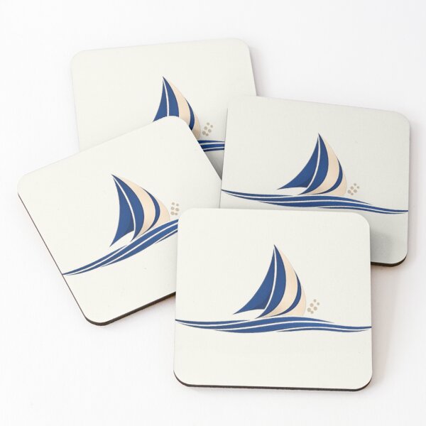 Item preview, Minimalist Sailboat Line Art - Abstract Nautical Navy and Cream Edition designed and sold by Inkfino.