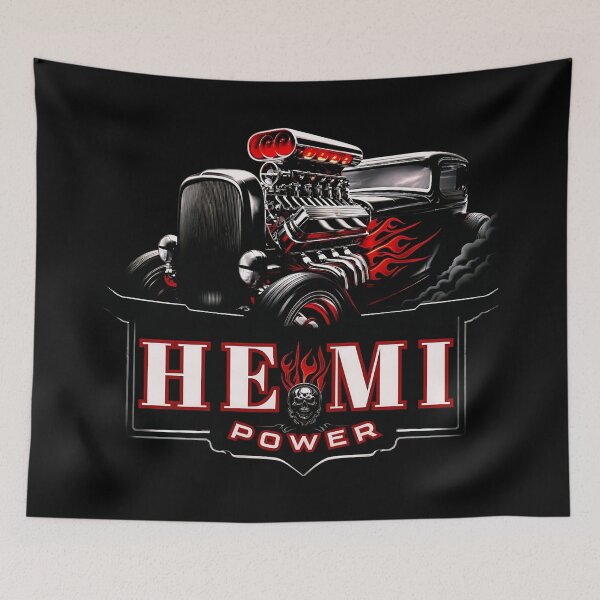 Item preview, Hemi Power Hot Rod Muscle Car Skull Flames designed and sold by DeimosArtIntl.