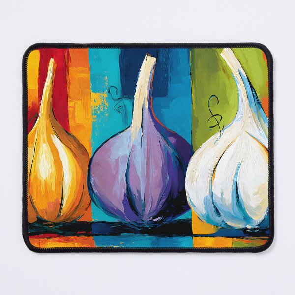 Item preview, Colorful Garlic Triptych - Three Vibrant Botanical Studies in Bold Geometry and Contemporary Color designed and sold by OlfactoART Studio.