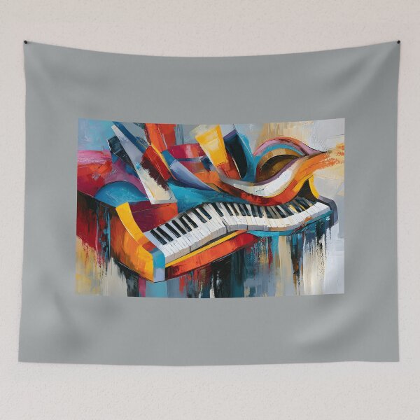 Item preview, Futuristic Piano Dreamscape - Surreal Keys Flowing Through Swirling Patterns and Vibrant Abstract En designed and sold by OlfactoART Studio.