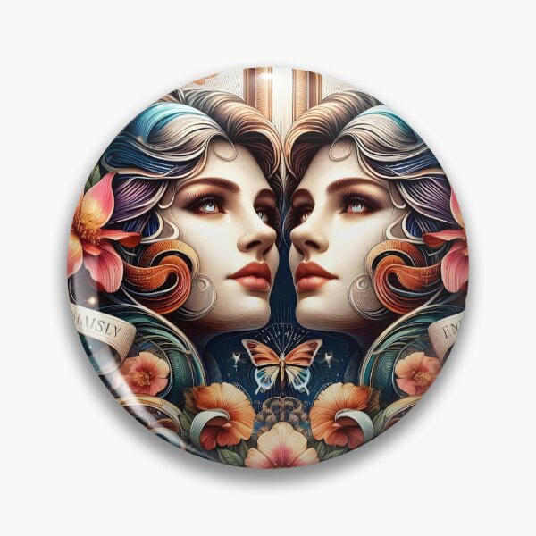 Item preview, Gemini Twin Goddess Floral Ornate Celestial Zodiac Art designed and sold by Zodiac Celestial Art.