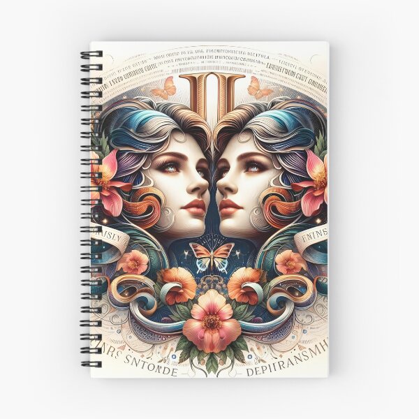 Item preview, Gemini Twin Goddess Floral Ornate Celestial Zodiac Art designed and sold by Zodiac Celestial Art.