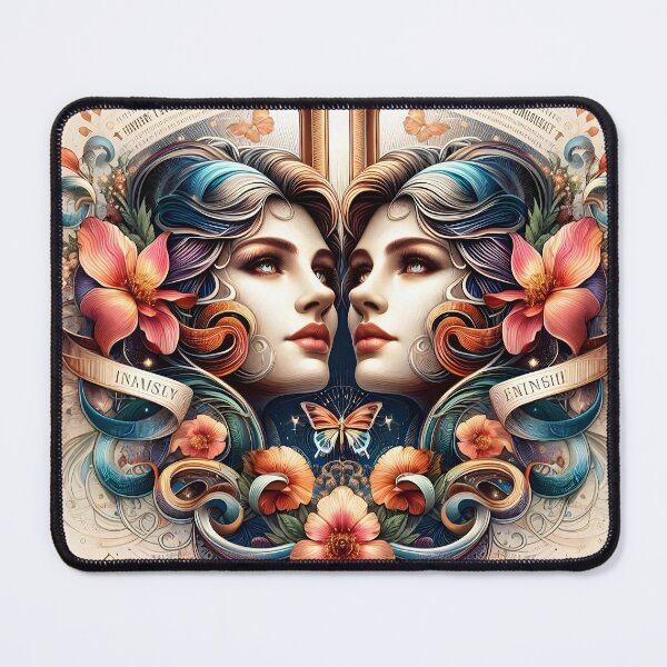 Item preview, Gemini Twin Goddess Floral Ornate Celestial Zodiac Art designed and sold by Zodiac Celestial Art.