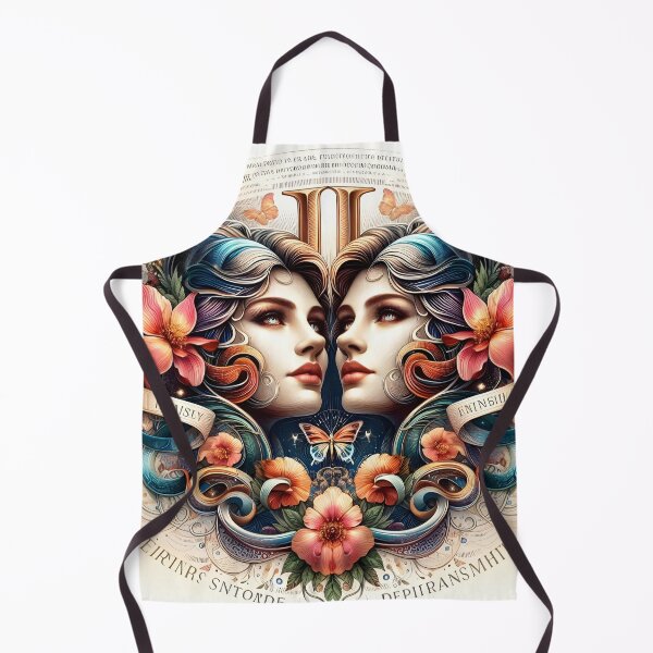 Item preview, Gemini Twin Goddess Floral Ornate Celestial Zodiac Art designed and sold by Zodiac Celestial Art.