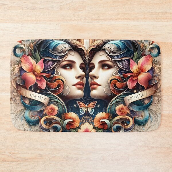 Item preview, Gemini Twin Goddess Floral Ornate Celestial Zodiac Art designed and sold by Zodiac Celestial Art.