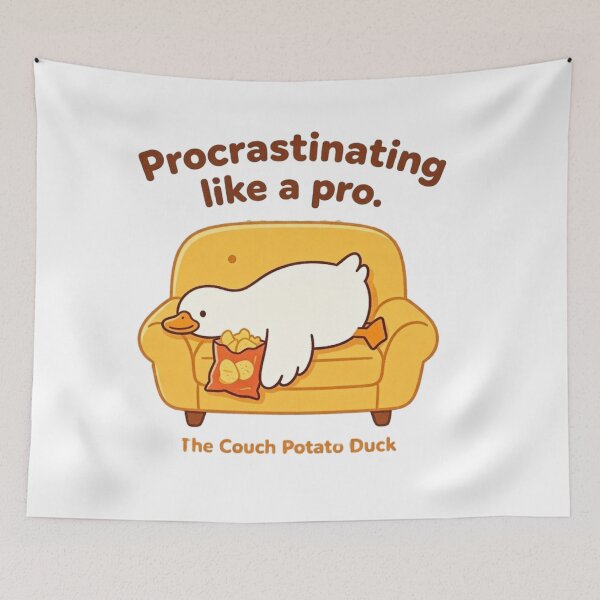 Item preview, Procrastinating Like A Pro Couch Potato Duck designed and sold by HumeThreads.