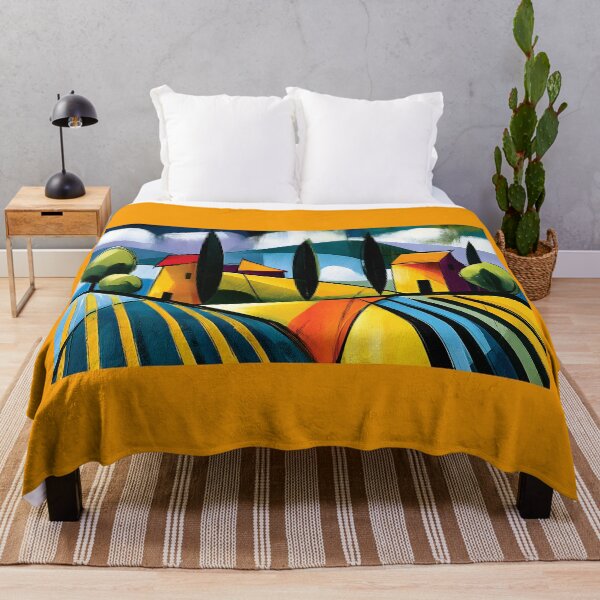 Item preview, Geometric Tuscany Awakens - Rolling Fields Cypress Trees and Vibrant Mediterranean Color in Motion designed and sold by OlfactoART Studio.