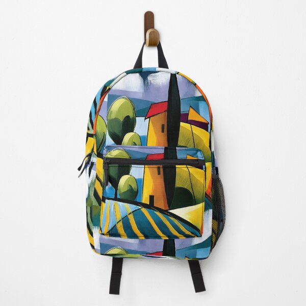 Item preview, Geometric Tuscany Awakens - Rolling Fields Cypress Trees and Vibrant Mediterranean Color in Motion designed and sold by OlfactoART Studio.