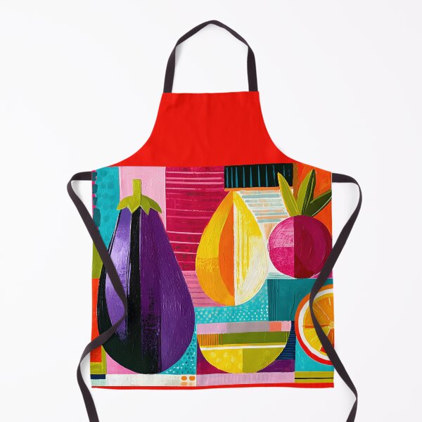 Item preview, Mediterranean Market Mosaic - Eggplant Citrus and Wine in a Vibrant Geometric Still Life designed and sold by OlfactoART Studio.