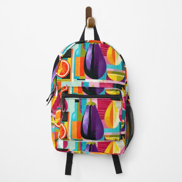 Item preview, Mediterranean Market Mosaic - Eggplant Citrus and Wine in a Vibrant Geometric Still Life designed and sold by OlfactoART Studio.