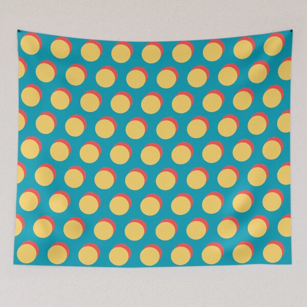 Item preview, Bright Yellow & Sunset Orange Polka Dots on Teal designed and sold by PSCSCo.