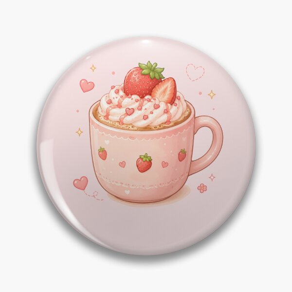 Item preview, Kawaii strawberry latte mug designed and sold by Design by Sara.