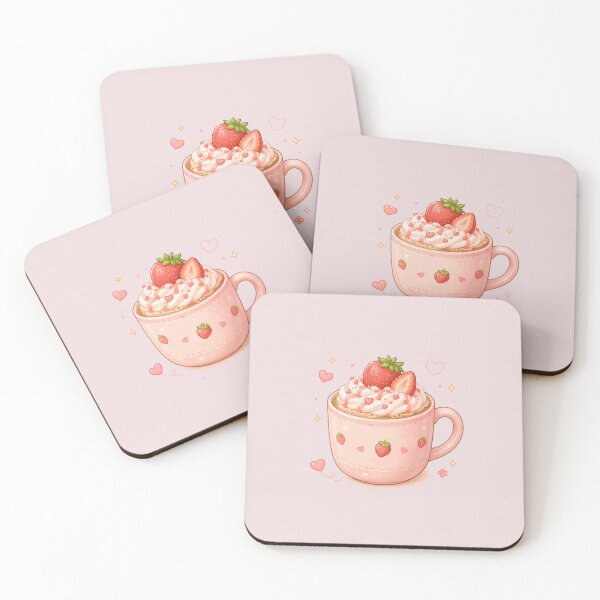 Item preview, Kawaii strawberry latte mug designed and sold by Design by Sara.