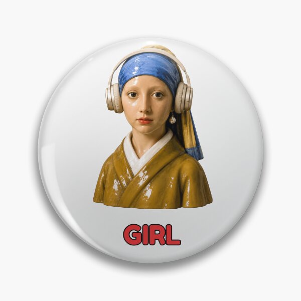 Item preview, Girl with a Pearl Earring Wearing Headphones designed and sold by Unreasonableart.
