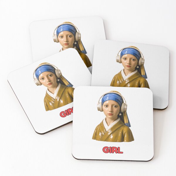 Item preview, Girl with a Pearl Earring Wearing Headphones designed and sold by Unreasonableart.
