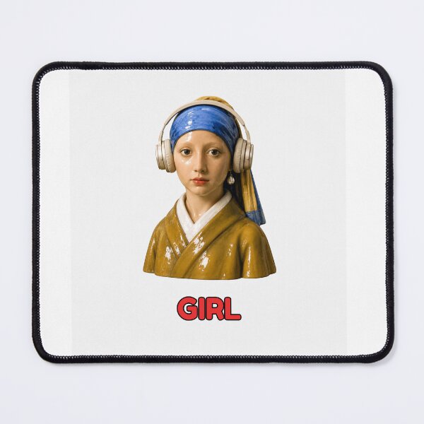 Item preview, Girl with a Pearl Earring Wearing Headphones designed and sold by Unreasonableart.