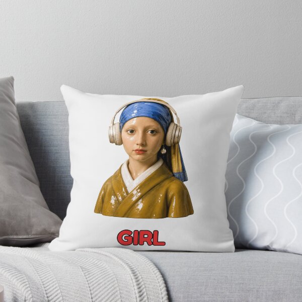 Item preview, Girl with a Pearl Earring Wearing Headphones designed and sold by Unreasonableart.
