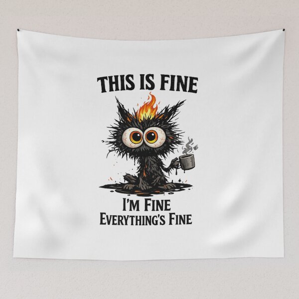 Item preview, This Is Fine Chaos Monster | Funny Anxiety Cat Meme designed and sold by zenithviv.