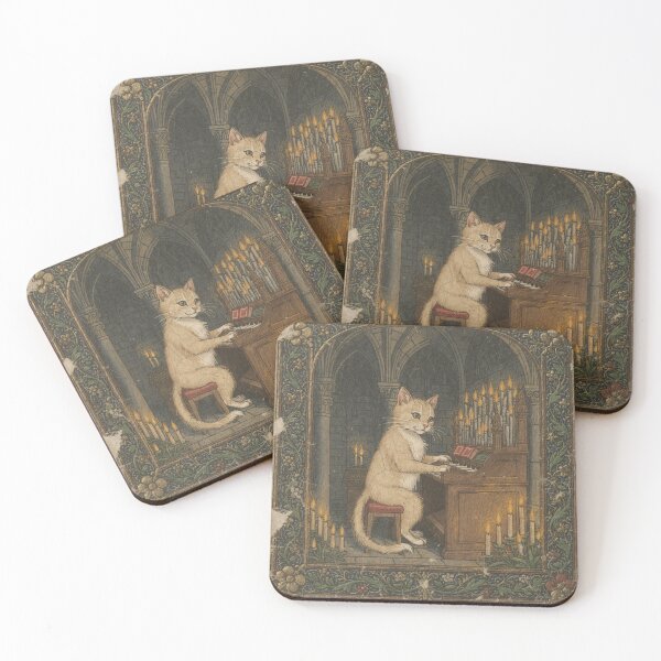 Item preview, Medieval Cat Playing Pipe Organ Illuminated Manuscript designed and sold by PictorialWhimsy.