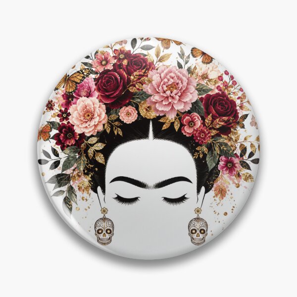 Item preview, Minimalist Frida Kahlo Floral Silhouette Sugar Skull designed and sold by ZENVIRART.