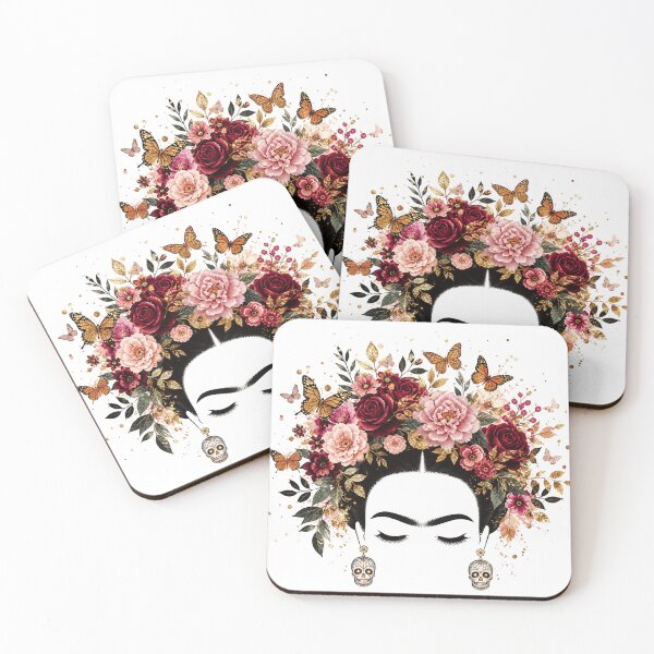 Item preview, Minimalist Frida Kahlo Floral Silhouette Sugar Skull designed and sold by ZENVIRART.