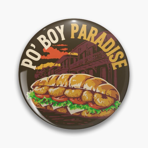 Item preview, Po' Boy Paradise – New Orleans Shrimp Sandwich Vintage Louisiana Food Design designed and sold by ArcticFoxStudio.