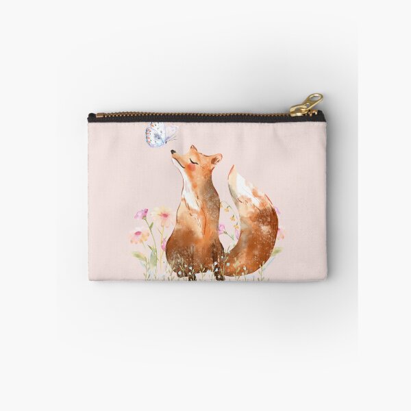 Item preview, Fox with Butterfly in Flower Field designed and sold by Whimsical Wayfarer.
